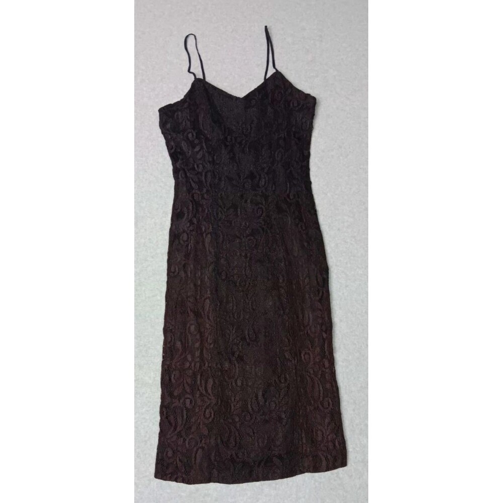 Paquette Too Lace Overlay Bodycon Slip Dress Sz 8 Black Whimsigoth Romantic Y2K